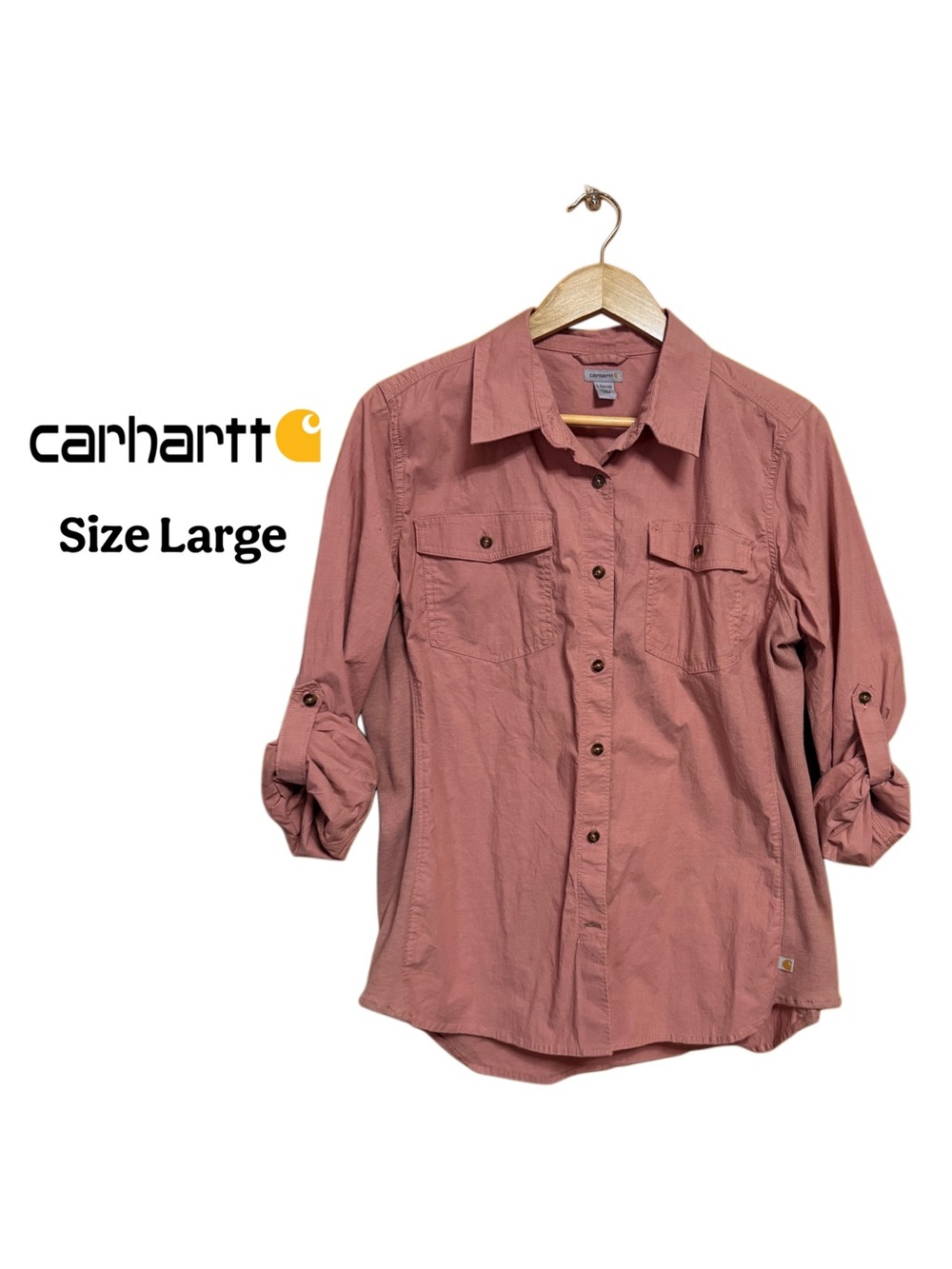 💖 Carhartt Fitted Work Shirt Stretch Panels Western Ranch Rodeo Chic Large 💖